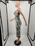 Stylish Camo Print Sleeveless Bodycon Dress