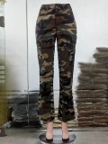 Camo Fashion Casual Zip Pocket Cargo Pants