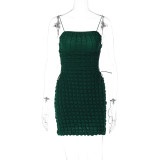Dark Green Sexy Side Lace Up Low Back Slim Cami Dress