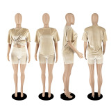 Fashion Velvet 2PCS Set Casual Comfort Top and Shorts