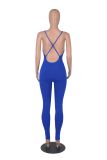 Solid Ribbed Cami Sports Tight Yoga Jumpsuit
