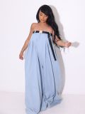 Sexy Strapless Multiway Wide Leg Jumpsuit With Belt