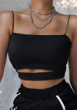 Summer Cut Out Solid Camisole Crop Top