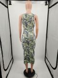Stylish Camo Print Sleeveless Bodycon Dress