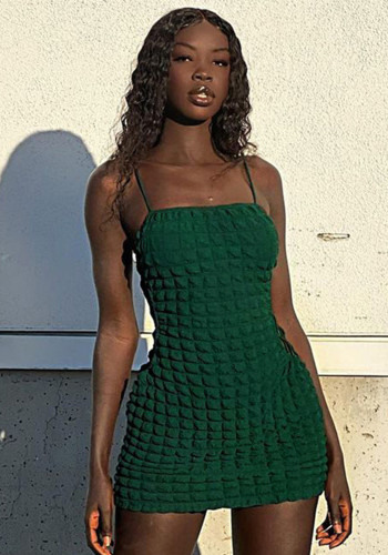 Dark Green Sexy Side Lace Up Low Back Slim Cami Dress