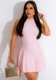 Casual Ribbed Sleeveless A-Line Dresses