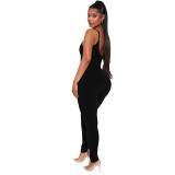 Summer Ribbed Cami Tight Fit Sports Romper