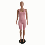 Sexy Sports Straps Sleeveless Zipper Tight Jumpsuit