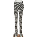 Trendy Street Style Striped Contrast High Waist Casual Pants