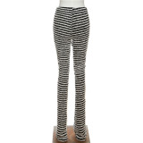 Trendy Street Style Striped Contrast High Waist Casual Pants