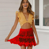 Holiday Beachwear Crochet Hollow Out Boho Skirt