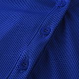 Solid Ribbed Short Sleeve Turndown Collar Button Up Tight Rompers