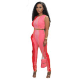 Sexy Ladies Color Block Ribbed Two-Piece Set