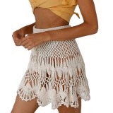 Holiday Beachwear Crochet Hollow Out Boho Skirt