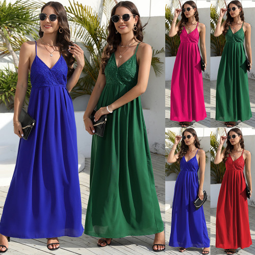 Cross Straps Summer Solid Long Dress