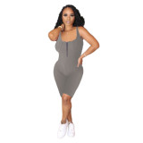 Sexy Sports Straps Sleeveless Zipper Tight Jumpsuit