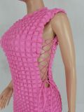 Sexy Trendy Popcorn Side Lace-Up Bodycon Dress