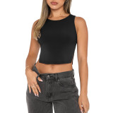 Sexy Solid Comfortbale Slit Sleeveless Cropped Tank Top