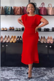 Chic Solid Low Back Midi Dress