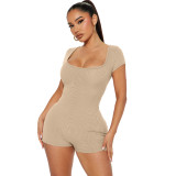 Ribbed Sexy Short Sleeve Tight Short Sleeve Romper