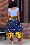 Printed Pants Wide-Leg Tie Harem Pants