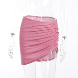 Shiny Bra Top and Ruched Skirt 2PCS Set