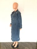 Womens Ripped Long Sleeve Denim Cardigan Coat