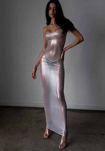 Fashion Nightclub Sexy See-Through Cami Long Dress