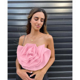 Sexy Organza 3D Flowers Camisole Strapless Top