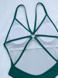 Solid O-Ring Strappy Back One Piece Swimsuit