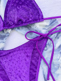 Sexy Embossed Velvet Triangle Bikini Set