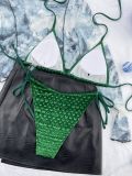Sexy Embossed Velvet Triangle Bikini Set
