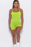 Solid Ribbed Cami Yoga Sports Rompers
