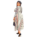 Print Long Sleeve Fashion Pleated Dress