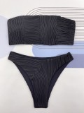 Striped Sexy Bandeau Bikini Set Swimwear