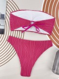 Striped Sexy Bandeau Bikini Set Swimwear