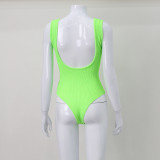 Green Sleeveless Backless Tank Bodysuit