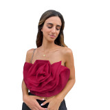 Sexy Organza 3D Flowers Camisole Strapless Top