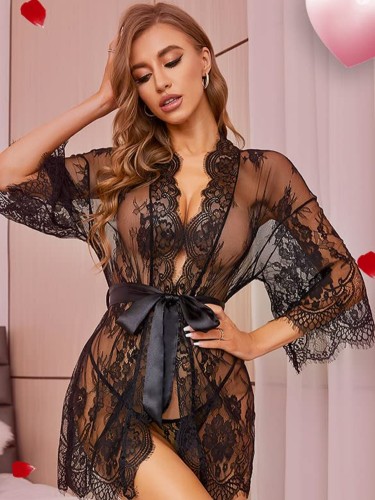 Sexy Lingerie Night Dress Transparent Lace Erotic Nightgown