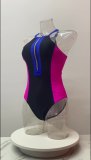 Colorblock Halter One-piece Swimsuit for Women