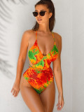 Tie Dye Hollow Out One Piece Swimsuit