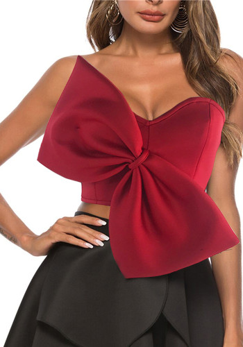 Sexy Bow Decoration Strapless Versatile Crop Top