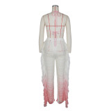 Sexy Beach Gradient Tassel Knitting Bra & Pants Set Cover-Up