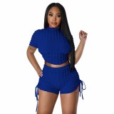 Sexy Fashion Open Back 2-Piece Set Short Sleeve Top and Shorts