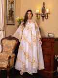 Arabian Dubai Embroidered Mesh Maxi Dress Party Dress