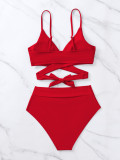 Solid Color Wrap Sexy Two Pieces Bikini Swimwear