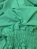 Solid Off Shoulder Short Sleeve Ruffles A-Line Maxi Dress