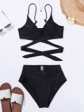 Solid Color Wrap Sexy Two Pieces Bikini Swimwear