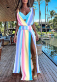 Gradient Holiday Sexy Slit Two Piece Dress Set
