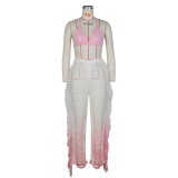 Sexy Beach Gradient Tassel Knitting Bra & Pants Set Cover-Up